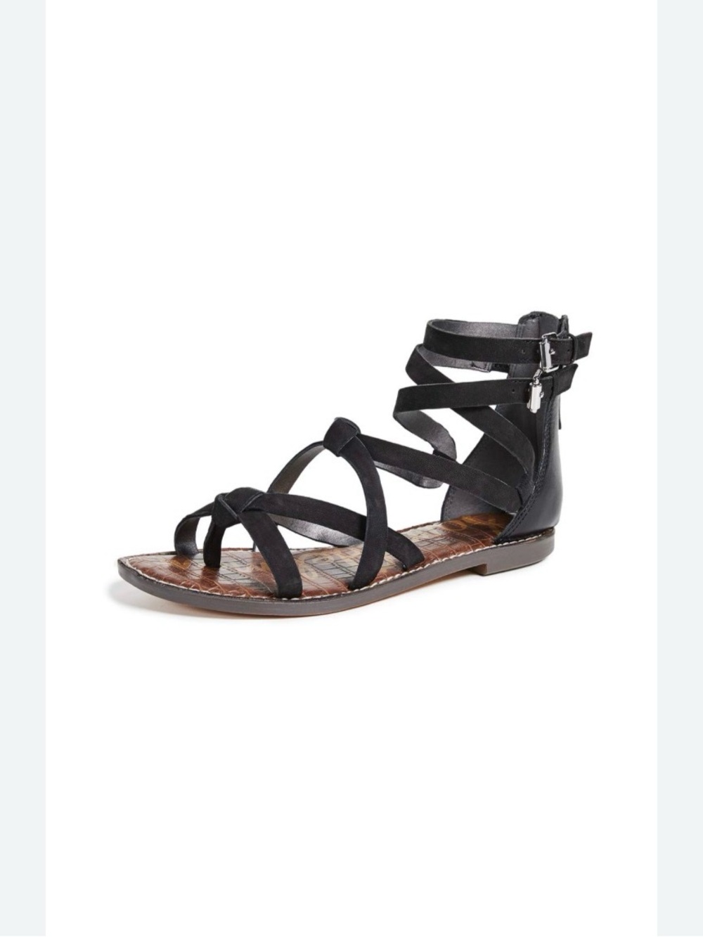 Sam Edelman Gaton Black Leather Strappy Gladiator Sandals